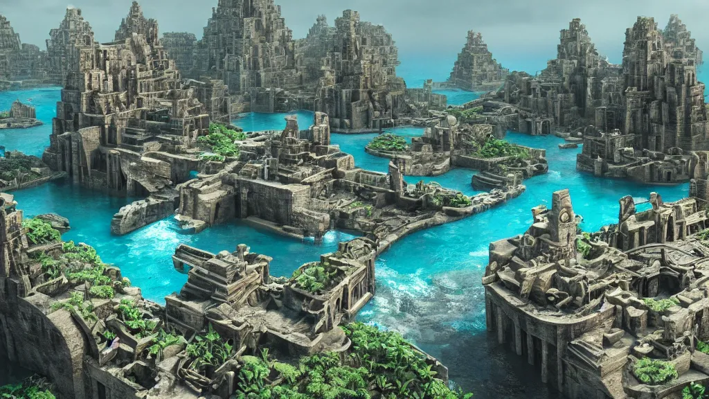 Image similar to the lost city of Atlantis, 9000 BC, octane render, 8k