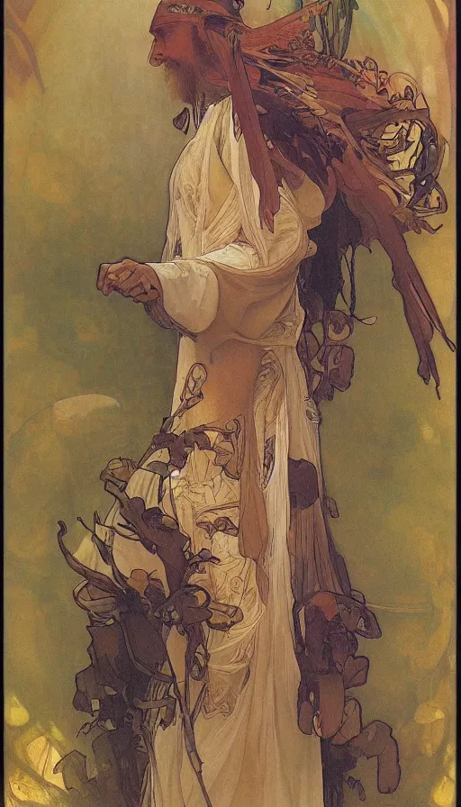 Prompt: portrait of a digital shaman, by alfons maria mucha