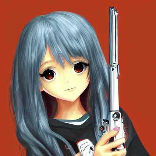 Image similar to portrait of a cute beautiful girl holding a balisong, anime digital art, creepy