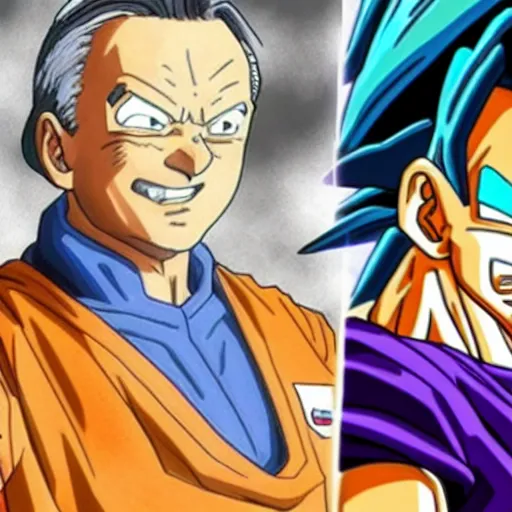 Prompt: Viktor Orban in Dragon ball z