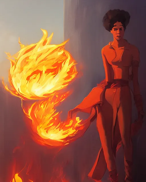 Image similar to [ [ squidward ] ] wearing fire nation clothing and practicing firebending outside at susnset, [ [ [ [ [ [ greg rutkowski ] ] ] ] ] ]