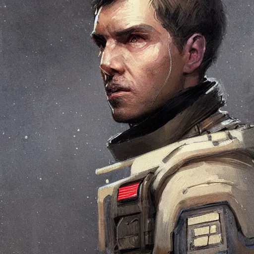 Image similar to portrait of a man by greg rutkowski, a soldier of the confederation of independent systems, wearing a beige and black tactical gear, star wars expanded universe, highly detailed portrait, digital painting, artstation, concept art, smooth, sharp foccus ilustration, artstation hq