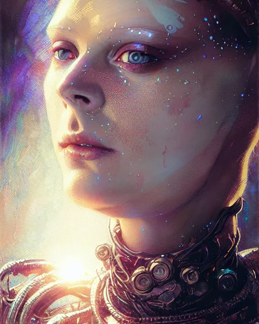 Prompt: a portrait of leeloo fantasy character portrait, ultra realistic, cinematic, concept art, wide angle, intricate details, hologram, highly detailed by greg rutkowski, aaron horkey, gaston bussiere, craig mullins, simon bisley, arthur rackham