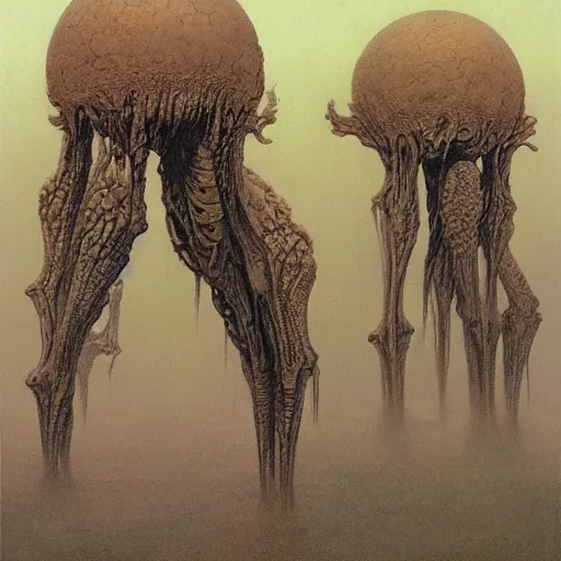 Image similar to aliens from the second edition of barlowe's guide to extraterrestrials, highly detailed, photorealistic, artstation, artwork by beksinski and moebius