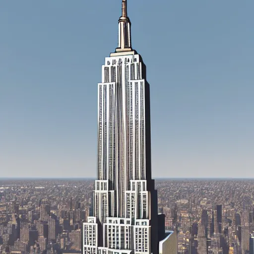 Image similar to 3 d render of a building, octane render, blender 3 d, empire state building model