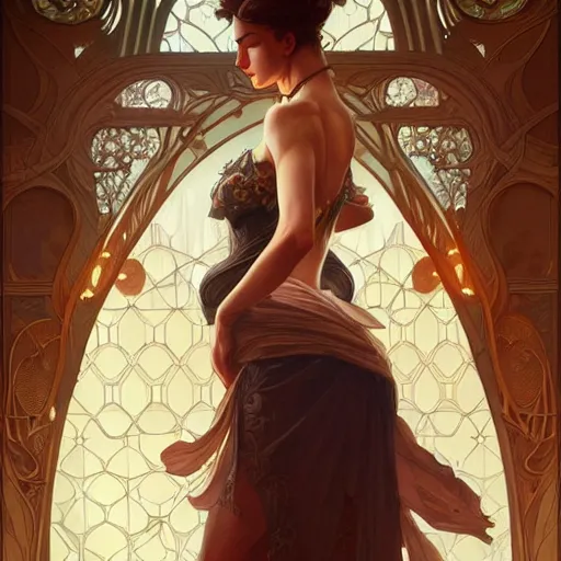 Image similar to Kate winslate, fantasy, intricate, elegant, highly detailed, digital painting, artstation, concept art, matte, sharp focus, illustration, art by Artgerm and Greg Rutkowski and Alphonse Mucha