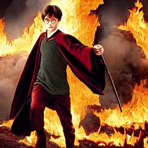 Prompt: harry potter on fire