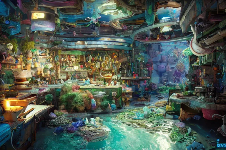 Image similar to the most amazing dream you ever had about bikini bottom squidward house area, hyper realistic, ambient lighting, concept art, intricate, hyper detailed, smooth, dynamic volumetric lighting, octane, cinematic