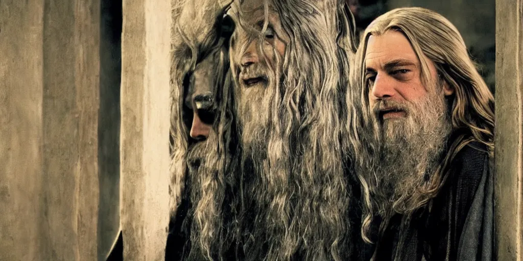 Image similar to kurt cobain as gandalf the wizard, highly detailed, marvel cinematic universe, mcu, photo