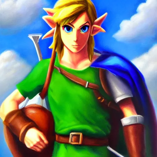 Image similar to Oil painting of Link - Hero of Time