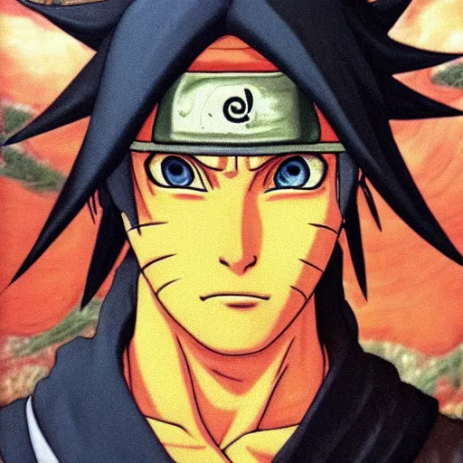 Image similar to Renaissance painting of Naruto Uzumaki from the anime Naruto