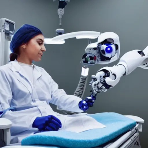 Image similar to robotic arm operating a patient in a hospital