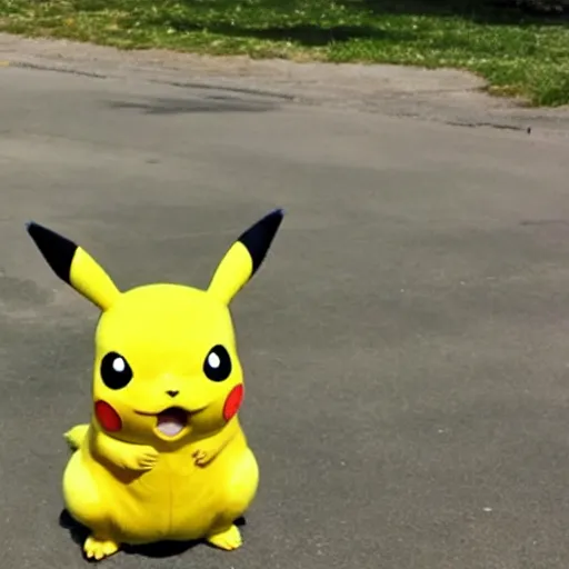 Prompt: a photo of real life pikachu