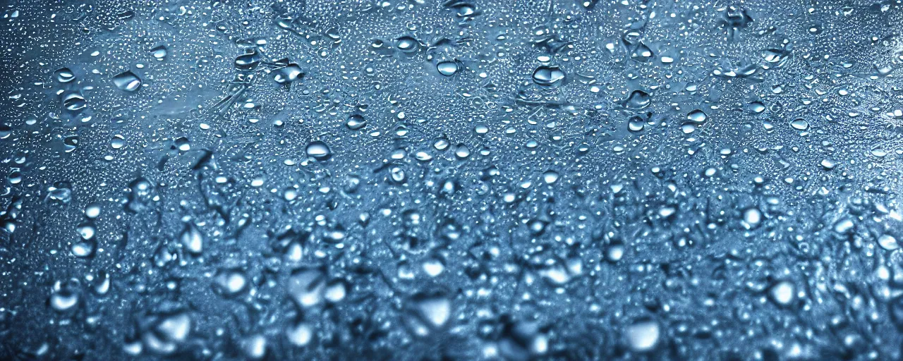 Prompt: ” water droplets on a glass, [ cinematic, detailed, epic, widescreen, opening, establishing, mattepainting, photorealistic, realistic textures, octane render ] ”