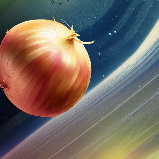 Prompt: An onion travelling in space. High resolution. Highly detailed. Artstation.