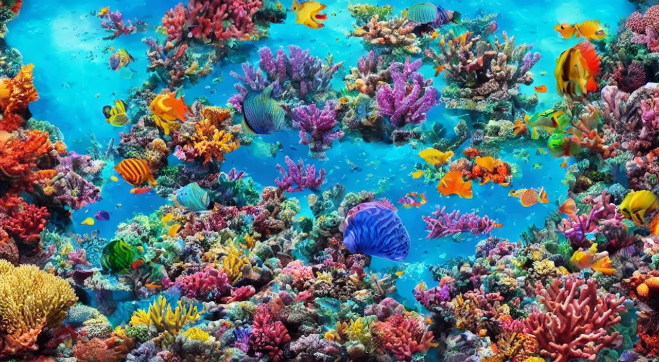 Prompt: coral reef, hyper realistic, vivid colours
