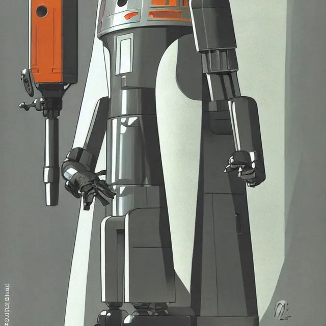 Prompt: toilet droid concept art by ralph mcquarrie