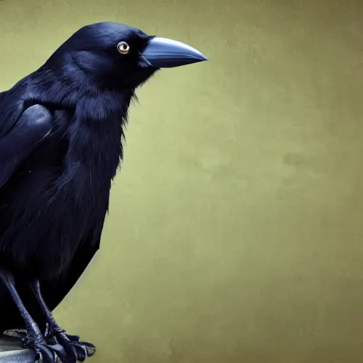 Image similar to A portrait of a crow dressed as a wizard, UHD, 4K