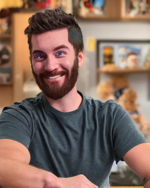 Image similar to twitch streamer adin ross as a muppet. highly detailed felt. hyper real photo. 4 k.