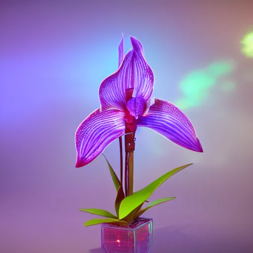 Prompt: an holographic orchid, unreal engine 5, cinematic, beautiful