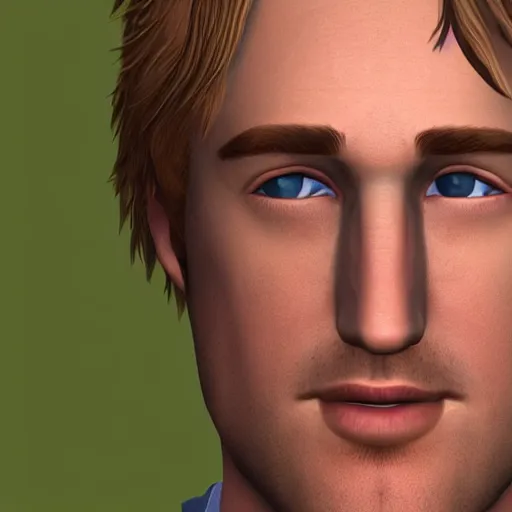 Prompt: a videogame still of Owen Wilson in The Sims 3, portrait, 40mm lens, shallow depth of field, close up, split lighting, cinematic