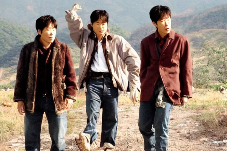 Prompt: korean film still from korean adaptation of Brokeback Mountain (2005)