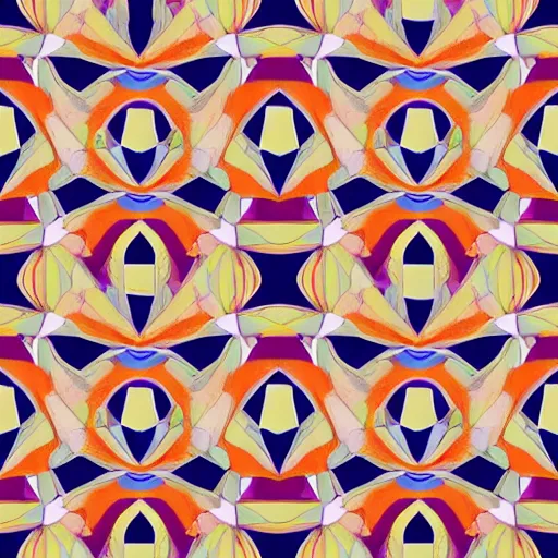 Prompt: seamless pattern of large colorful arches in escher style horizontal multilayers minimalism wallpaper