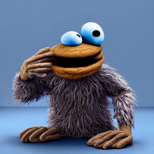 Image similar to “ cookie monster muppet turning into a werewolf. ultra realism. 4 k ”