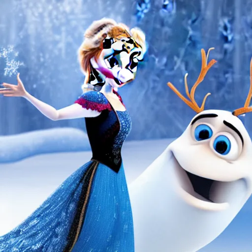 Prompt: A Still of Jennifer Lawrence as a cute Pixar character in the film Frozen (2013), hyperdetailed, 8k, trending on Artstation