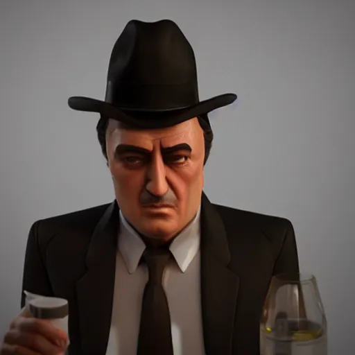 Prompt: don corleone as a ( ( ( pixar character ) ) ) : : unreal engine, octane render, 3 d render, photo - realistic, cg, visualisation, 4 k