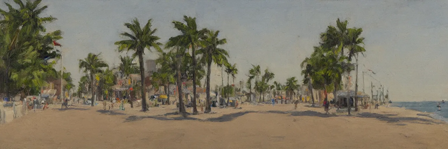 Prompt: summer street near a beach, by J-M Boesch