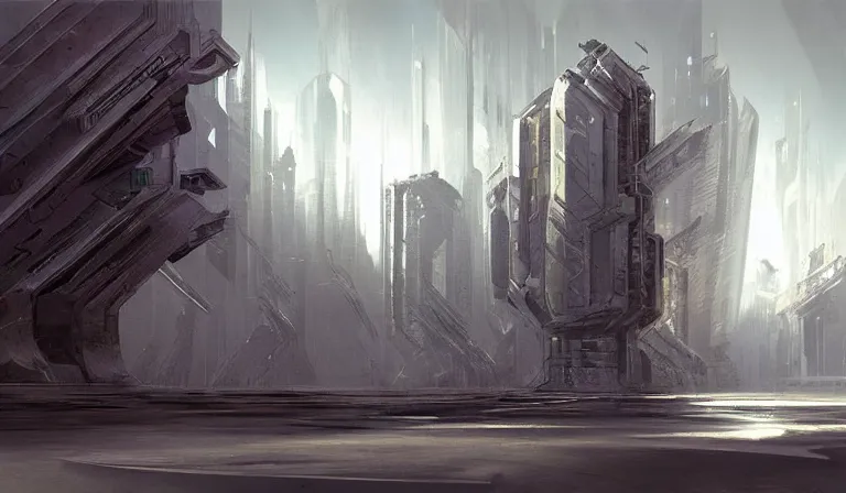 Prompt: A serene landscape with a singular building in the style of Stephan Martiniere.