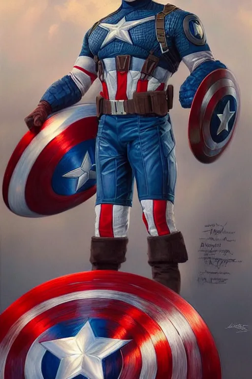 Image similar to hyperrealistic painting of Donald Trump as Captain America, D&D, fantasy, photorealism, accurate depiction, intricate, elegant, highly detailed, digital painting, post processing, extremely detailed, face symmetry, artstation, concept art, matte, smooth, sharp focus, illustration, art by Artgerm and Greg Rutkowski and Alphonse Mucha, oil painting, 8k