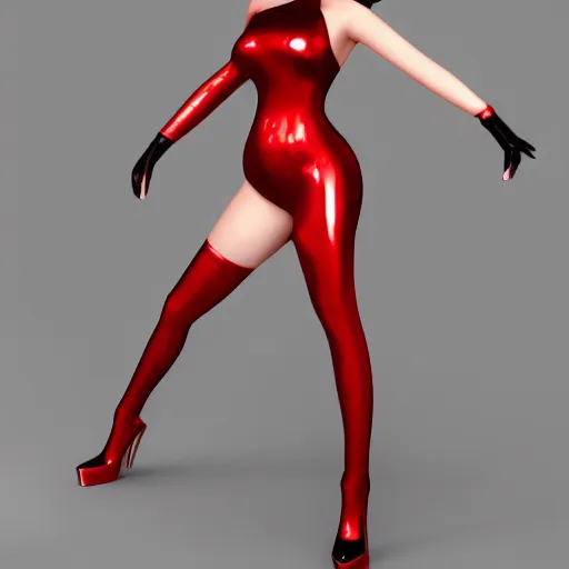 Prompt: a feminine curvy young hot demoness wearing a modest regal red-silver-gold-black latex-nylon outfit, dark eyeshadow, eyelashes, cgsociety, photorealistic, sublime-hyperadvanced-amorous ambience, 16k, smooth, sharp focus, trending on ArtStation, volumetric lighting, fully clothed, thin waist