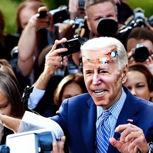 Prompt: joe biden with cameras for eyes