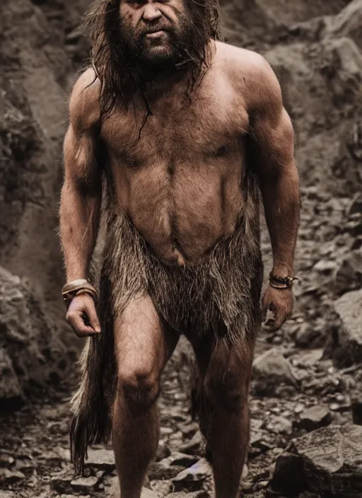 Prompt: caveman wearing carol christian poell