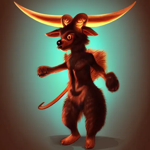 Image similar to cute anthro furry Baphomet, trending on Artstation