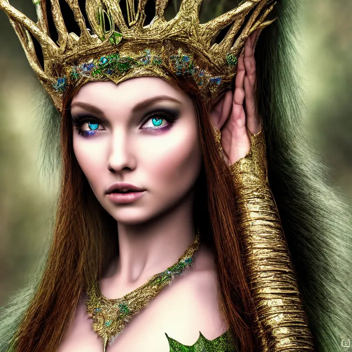 Image similar to photo of a very beautiful!! elf queen, highly detailed, 4 k, hdr, smooth, sharp focus, high resolution, award - winning photo