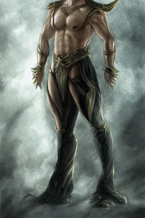 Image similar to nightwish, serene, Male Elven King, muscled, masculine