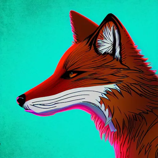 Prompt: digital fox, retrowave palette, digital world, highly detailed, electric breeze, anatomically correct vulpine, synth feel, fluffy face, ear floof, flowing fur, fading body, super realism, accurate animal imagery, 4 k digital art