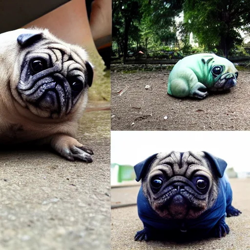 Image similar to a Tardigrade Pug Hybrid, A tardigrade that looks like a pug, afternoon hangout, good times photograph, candid