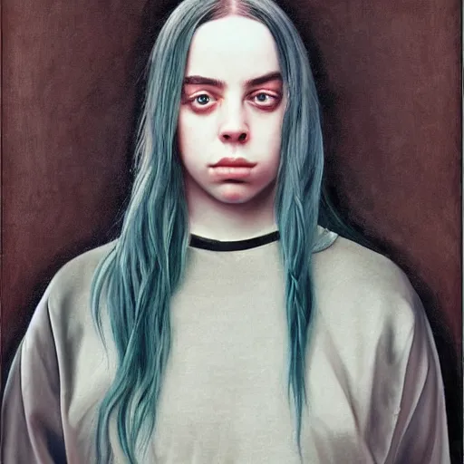 Image similar to !dream billie eilish portrait renaissance painting