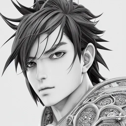 Image similar to an immortal cultivator as an absurdly handsome, elegant, young anime man, ultrafine hyperrealistic detailed face illustration by kim jung gi, irakli nadar, intricate linework, sharp focus, bright colors, matte, final fantasy, unreal engine highly rendered, global illumination, radiant light, intricate environment