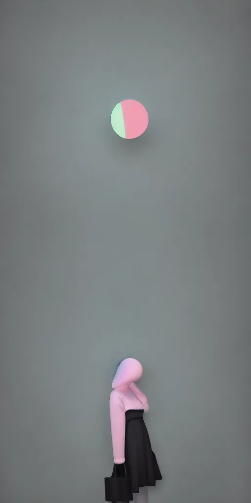 Image similar to pastel colors, hyper-realism, pastel, polkadots, minimal, simplistic, amazing composition, woman, vaporwave, wow, Gertrude Abercrombie, Beeple, minimalistic graffiti masterpiece, minimalism, 3d abstract render overlayed, black background, psychedelic therapy, trending on ArtStation, ink splatters, pen lines, incredible detail, creative, positive energy, happy, unique, negative space, pure imagination painted by artgerm