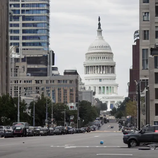 Image similar to dystopian futuristic totalitarian washington dc