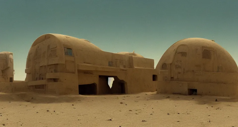 Prompt: the long - shot of levitating abandoned buildings designed by giger under the sand in night arrakis desert, alien spaceship exploding, film still from the movie by alejandro jodorowsky with cinematogrophy of christopher doyle and art direction by hans giger, anamorphic lens, kodakchrome, very detailed photo, 8 k,