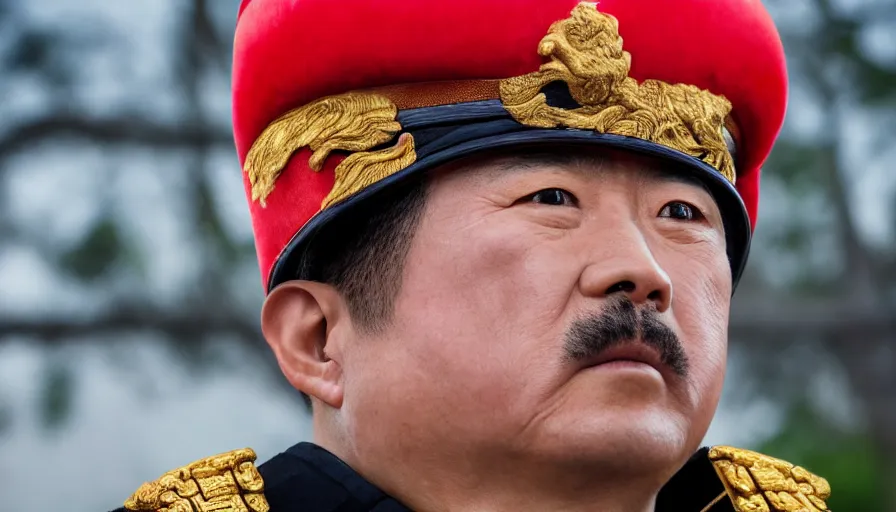 Prompt: hyper-realistic and anamorphic 2010s movie still close-up portrait of a chinese general, by Paolo Sorrentino, Leica SL2 50mm, beautiful color, high quality, high textured, detailed face