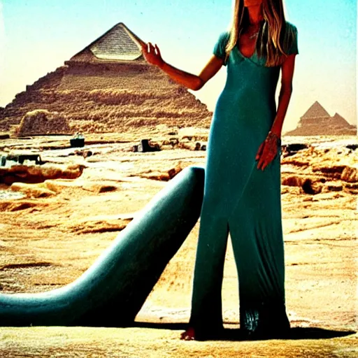 Image similar to elle macpherson as the sphinx of ninevah