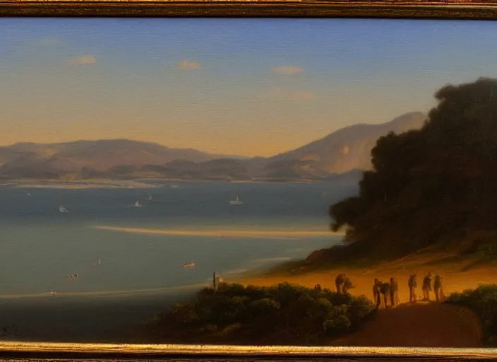 Image similar to san francisco bay in the style of hudson river school of art, oil on canvas