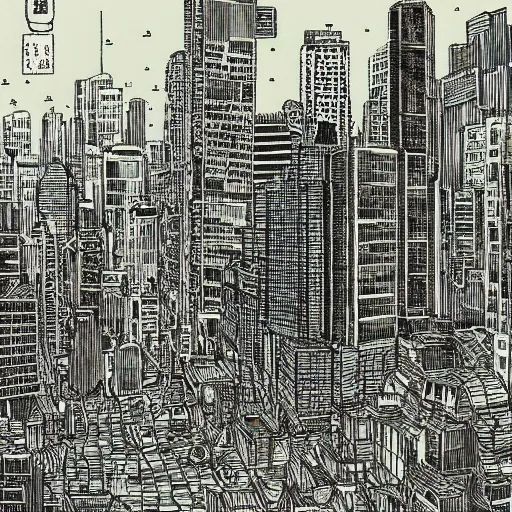 Image similar to a city by q hayashida, highly detailed, cityscape